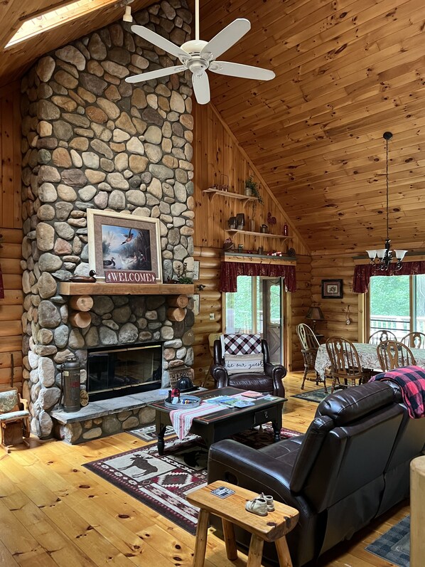 Smart TV, fireplace, DVD player, stereo