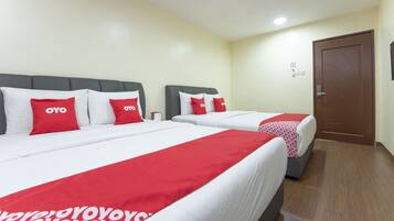 Desk, bed sheets