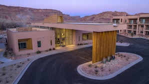A modern building with a flat roof, large windows, and a central entrance. - WorldMark Moab  (Moab)
