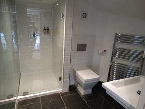 Douche, articles de toilette (gratuits), séchoir à cheveux