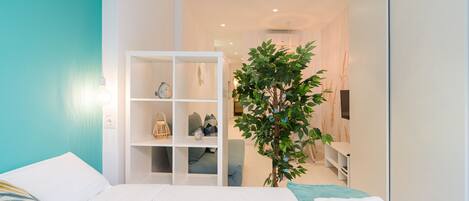 1 dormitorio, tabla de planchar con plancha, cuna de viaje y wifi gratis