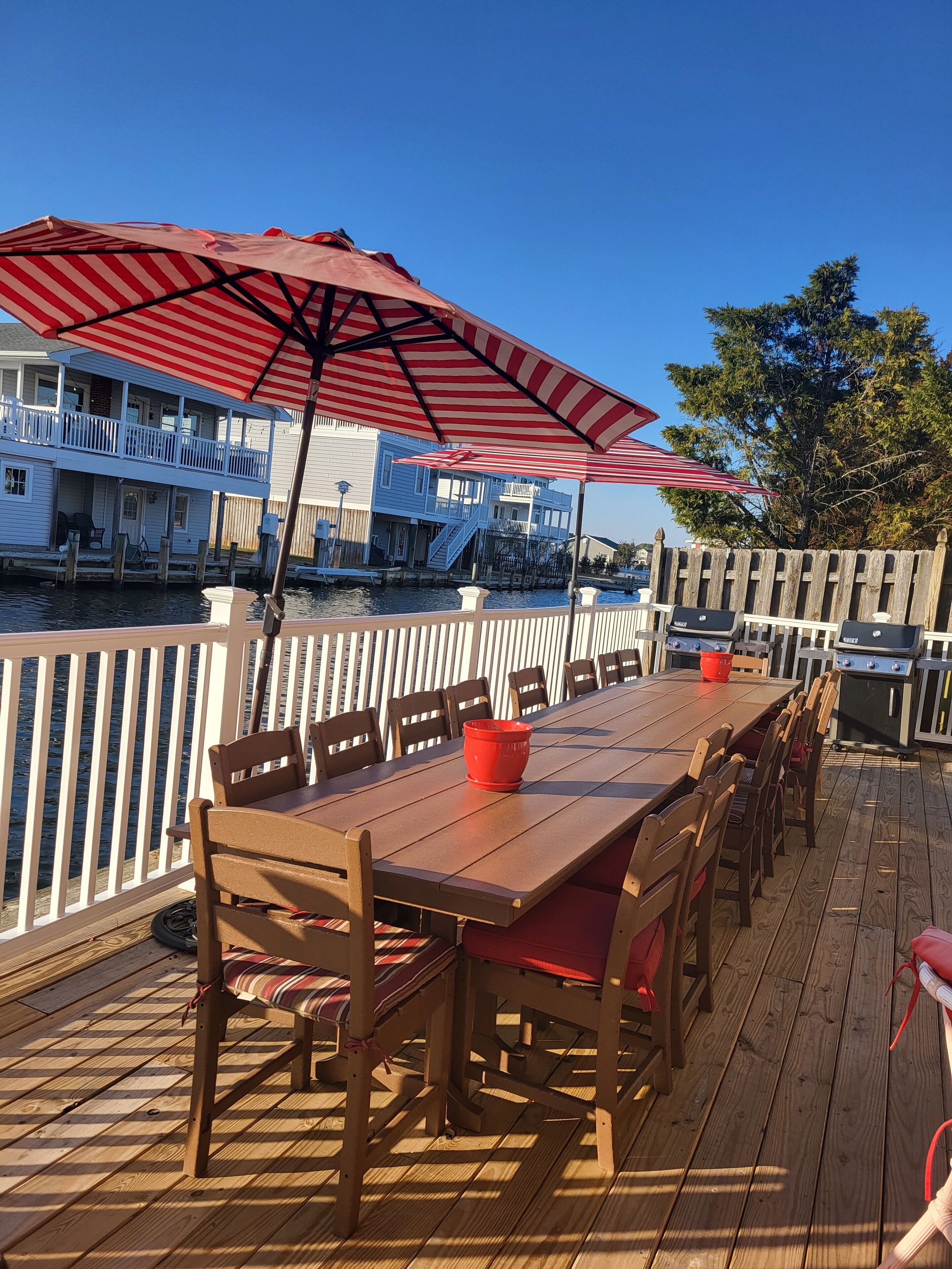 Waterfront back deck for family dinners