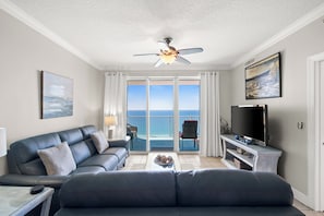 Condo, 2 Bedrooms, Ocean View (2102) | Living area - Tropic Winds by Book That Condo (Panama City Beach)