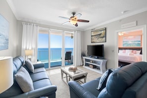 Condo, 2 Bedrooms, Ocean View (2102) | Living area - Tropic Winds by Book That Condo (Panama City Beach)