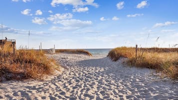 On the beach, white sand