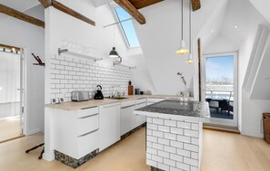 Fridge, dishwasher, cookware/dishes/utensils