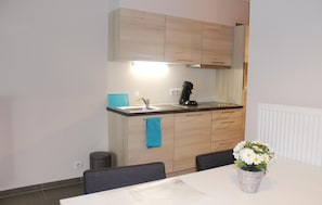 Kühlschrank, Mikrowelle, Herdplatte, Geschirrspüler