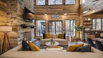 Smart TV, fireplace, video games, foosball