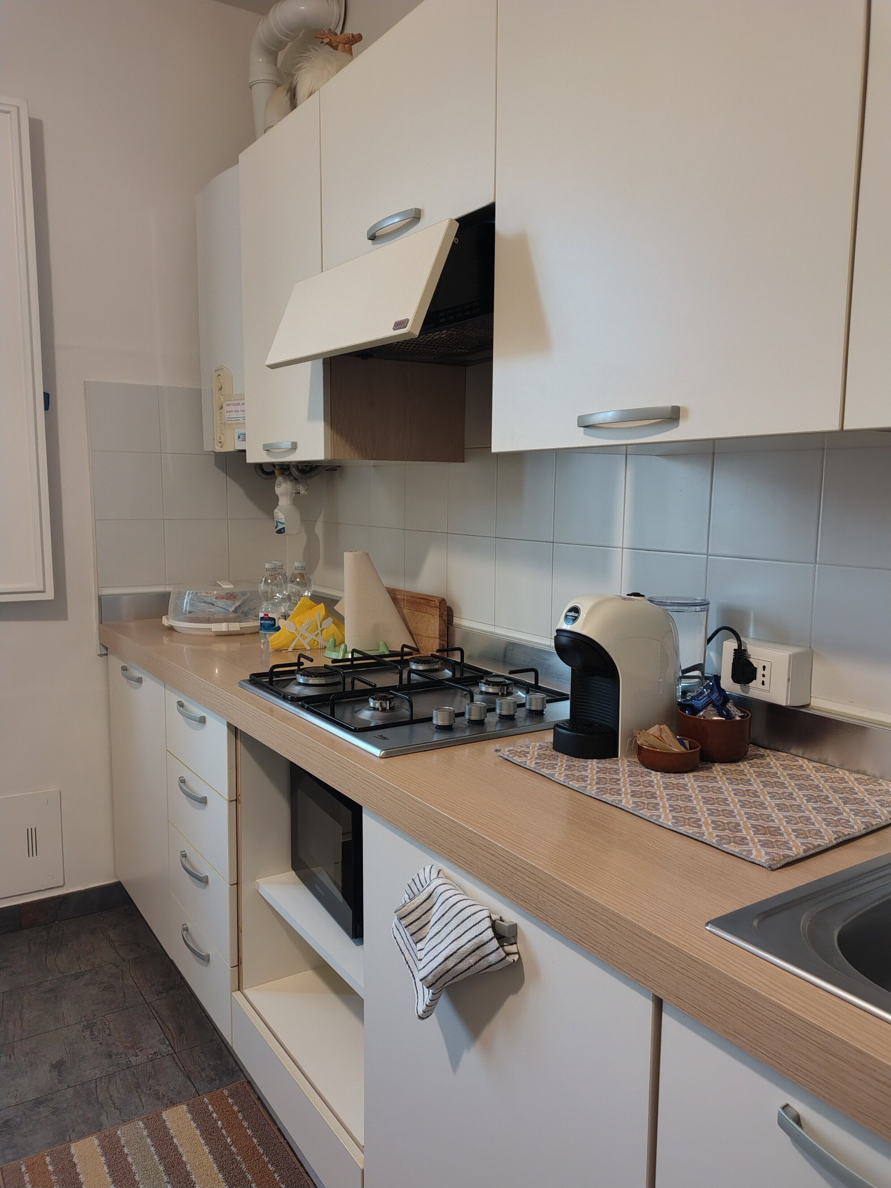 Kühlschrank, Mikrowelle, Herdplatte, Geschirrspüler