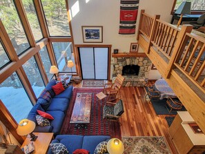 TV, fireplace, DVD player, stereo