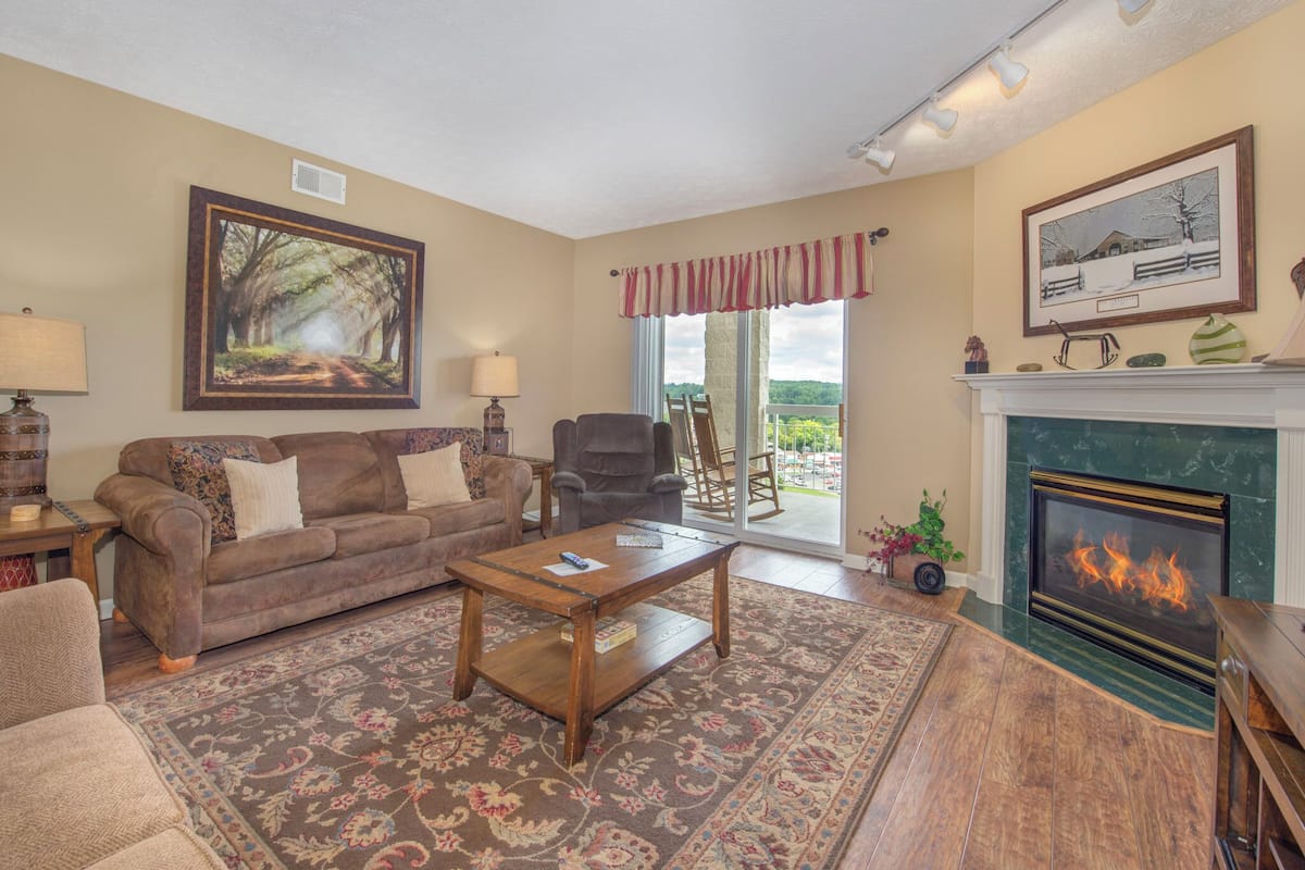 Condo (Smoky Mountain - No Pets Allowed) | Living area | TV, fireplace