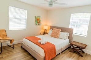 2 bedrooms, desk, iron/ironing board, travel cot