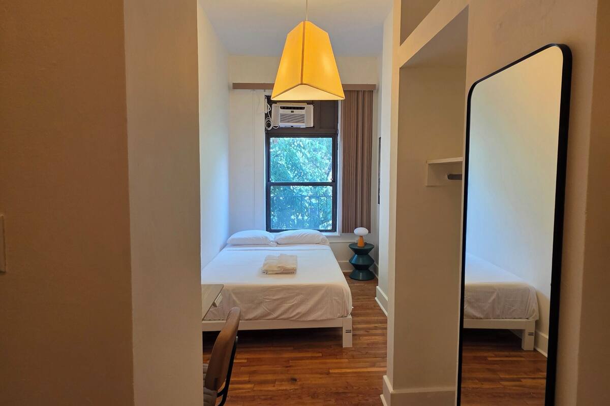 Blackout curtains, soundproofing, iron/ironing board (on request)