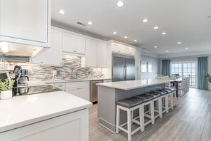 Fridge, microwave, oven, stovetop - Beautiful Ocean Front 6 Bedroom/5 Bathroom Condo with Pool and Game Room!  (North Myrtle Beach)