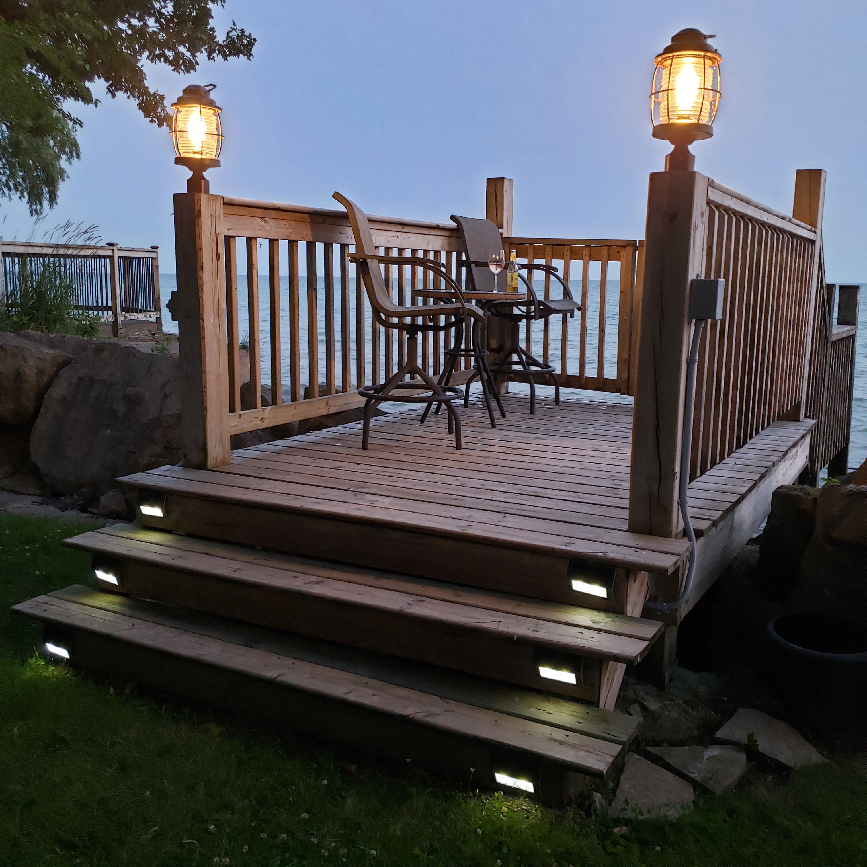 Lakeside deck is a perfect place to watch spectacular sunsets