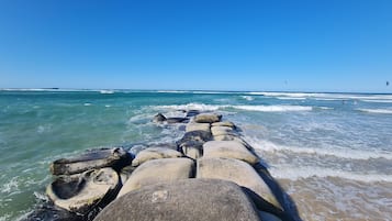 On the beach, white sand