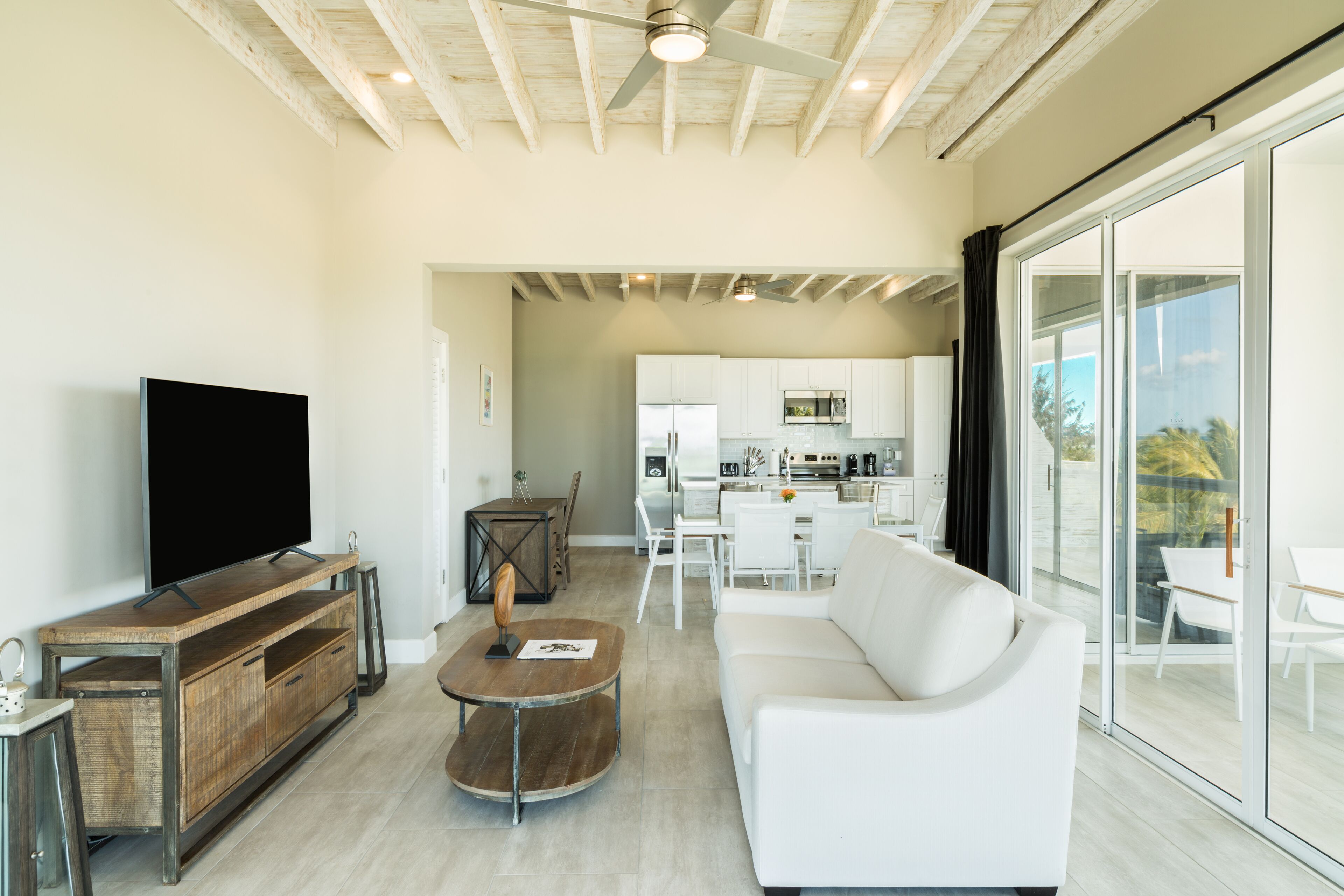 penthouse, 2 bedrooms, ocean view | living area | 55-inch flat-screen tv with cable channels, tv