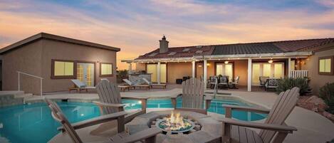 Piscine extérieure, piscine chauffée