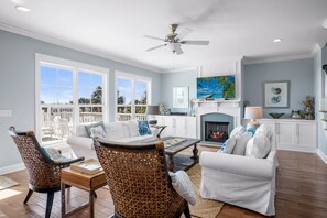 TV, fireplace, video games, ping pong - ''Nothing Could Be Finer" - Luxury Oceanfront Home w/ Private Pool, 6 Bedrooms / 6 Bathrooms (Holden Beach)