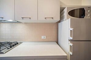 Kühlschrank, Mikrowelle, Herdplatte, Wasserkocher