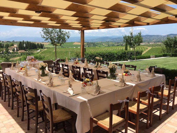 Outdoor banquet area