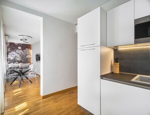 Fridge, microwave, dishwasher, electric kettle