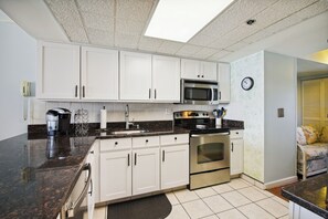 Microwave, dishwasher, coffee/tea maker, toaster