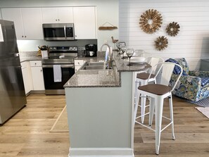 Fridge, microwave, oven, stovetop - Sunset Shores Shores of Panama 1925-Beachfront with Amazing Lagoon Pool Views! 1Bd/2Ba/Sleeps 6 (Panama City Beach)