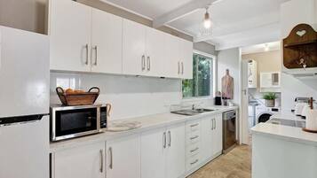 Fridge, microwave, oven, toaster