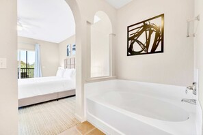 Bathtub, free toiletries, hair dryer, towels
