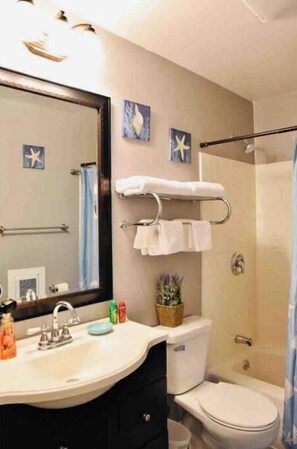 Combined shower/tub, towels, soap, toilet paper - Great Living (Berrien Springs)