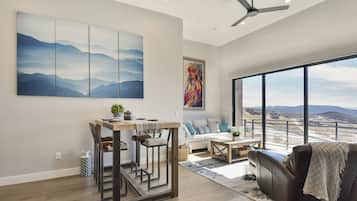 Smart TV, fireplace, video games, books