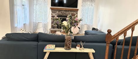 Smart-TV, peis og bøker