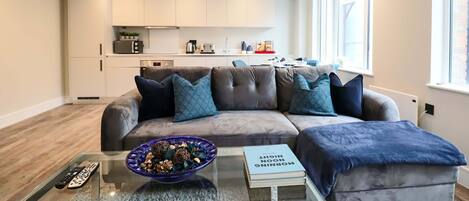 24-inch flat-screen TV with cable channels, TV