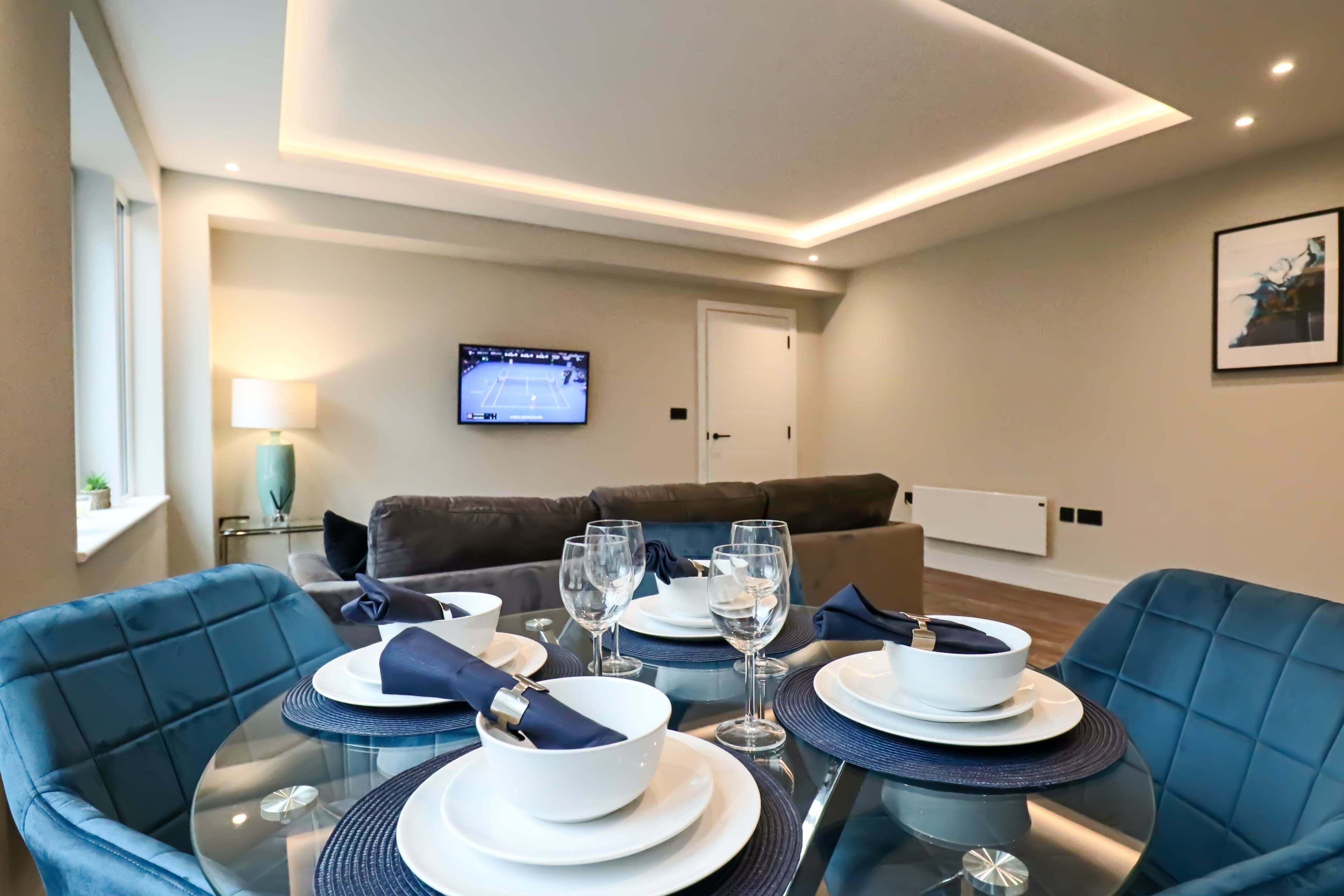 24-inch flat-screen TV with cable channels, TV