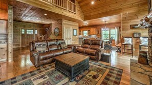 TV, fireplace, DVD player, foosball