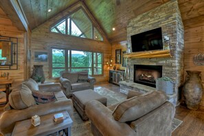 TV, fireplace