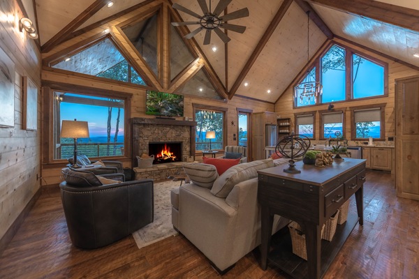 TV, fireplace