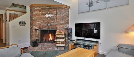 TV, fireplace, DVD player