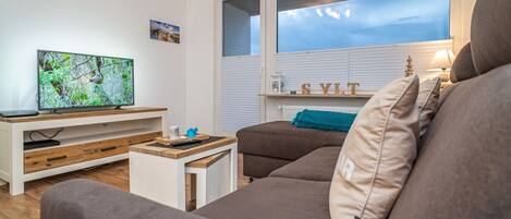 Una televisión, un reproductor estéreo