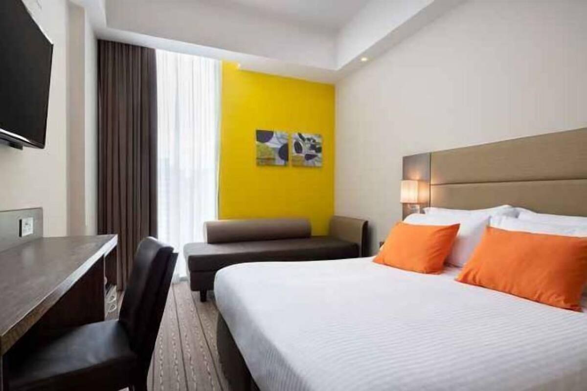 In-room safe, desk, laptop workspace, blackout drapes