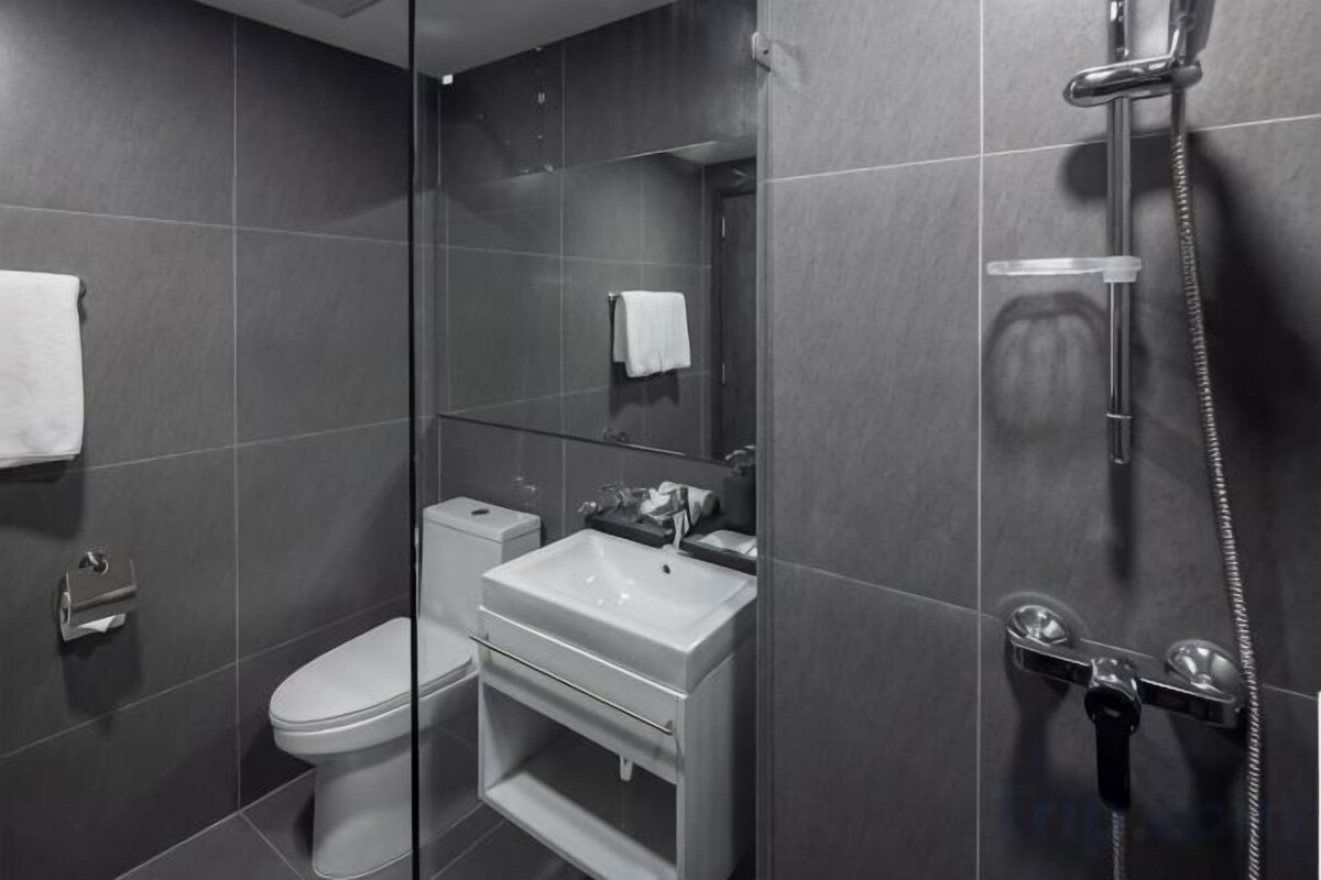 Shower, free toiletries, hair dryer, bidet