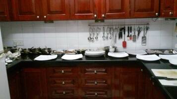Fridge, dining tables