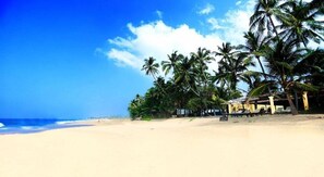 Plage, chaises longues, serviettes de plage