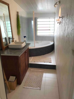 Bathtub, hair dryer, towels, toilet paper - Case Laurette (Saint-Leu)