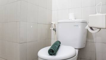 Zimmer | Badezimmer | Dusche, kostenlose Toilettenartikel, Handtücher