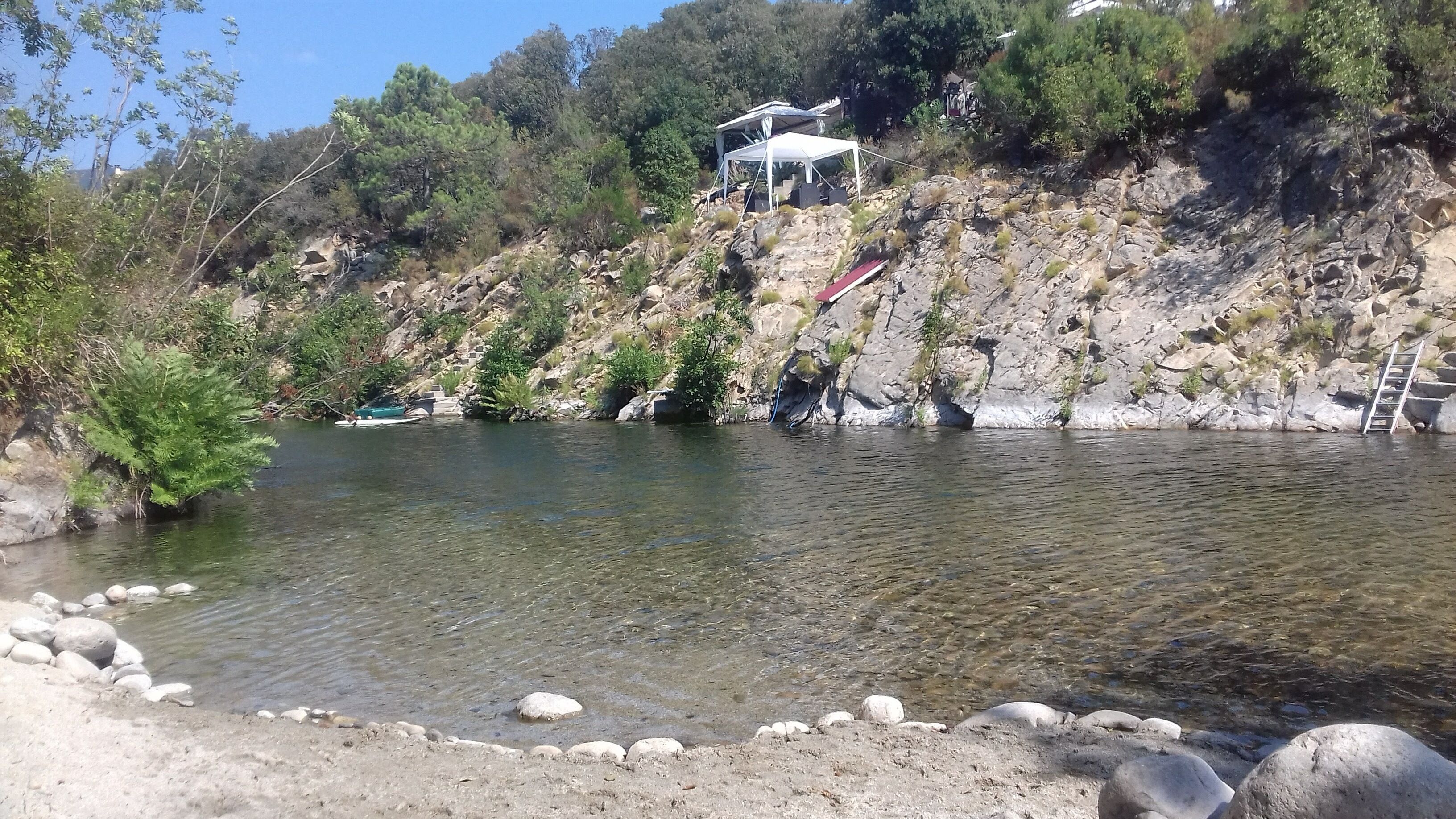 On the beach, sun loungers