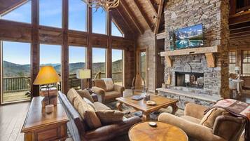 Smart TV, fireplace, DVD player, foosball