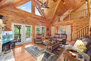 Smart TV, fireplace, video games, DVD player