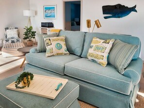 Living room - Lucky Stone Retreat - Private Beach & Acadia View (Sullivan)